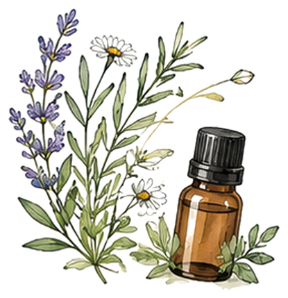薰衣草與精油瓶插畫